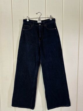 Reformation Cary High-Rise Slouchy Wide Leg Jeans in Dark Wash Size 28